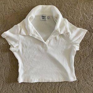 NWOT Princess Polly ribbed cropped polo tee